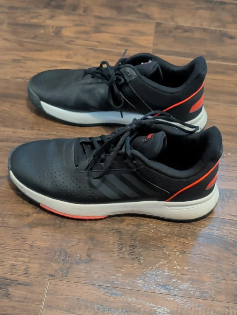 adidas Men’s Black Athletic Sneakers with Red Accents